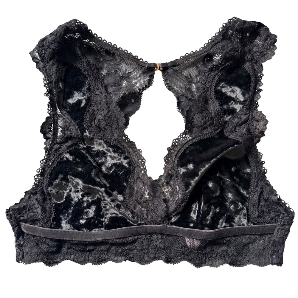 Victorias Secret Dream Angels Black Velvet Lace Bralette XS Goth Chic